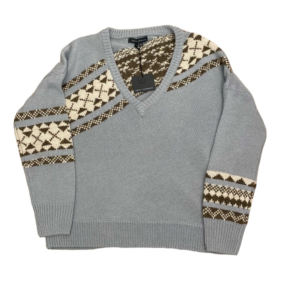 Skull Cashmere Lilian V-Neck Alpaca Wool Fair Isle Print Sweater Sz M - Picture 11 of 16